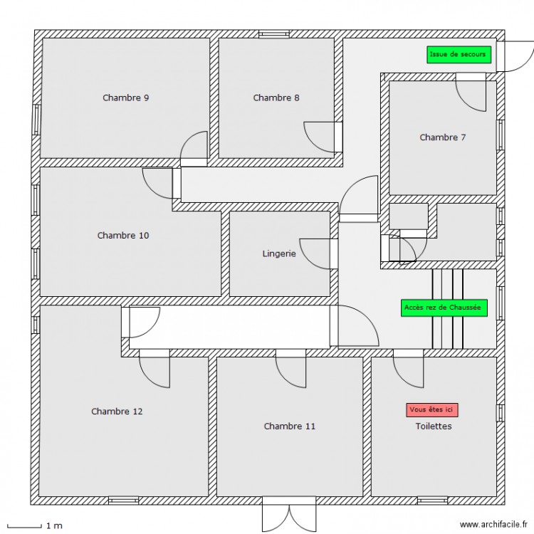 Auberge - 1er etage - Toilettes. Plan de 0 pièce et 0 m2