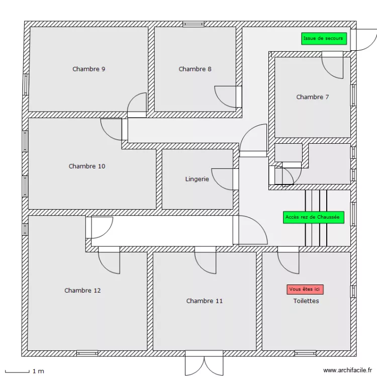 Auberge - 1er etage - Toilettes. Plan de 