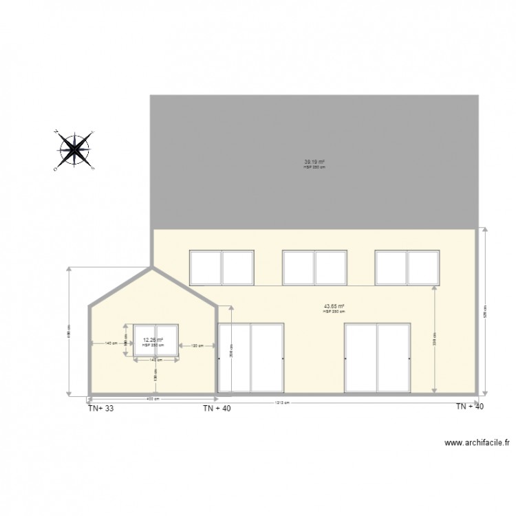 Facade arrière avec Extension SLS. Plan de 0 pièce et 0 m2