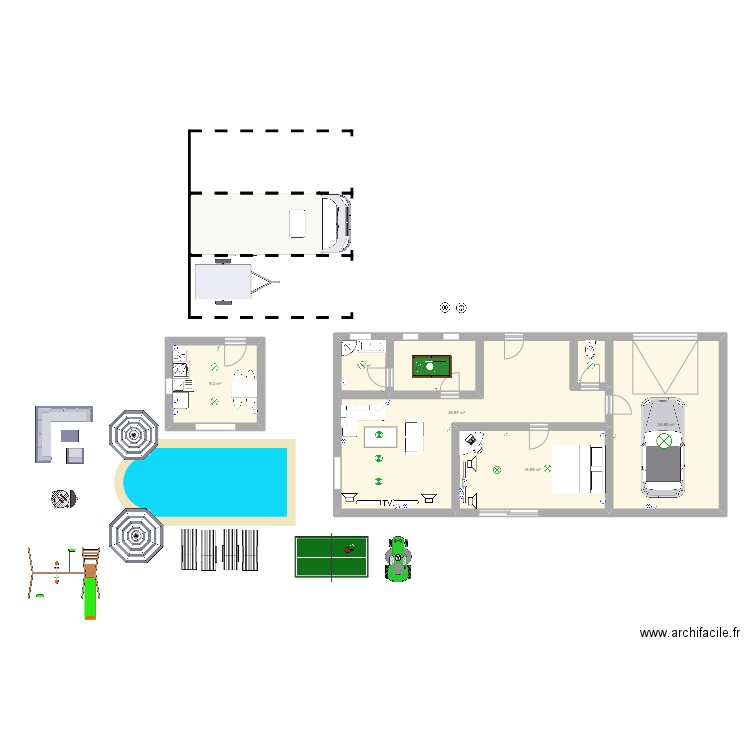 villa. Plan de 5 pièces et 90 m2