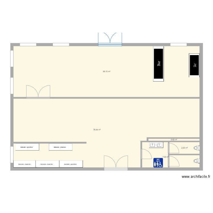 creperie 2. Plan de 5 pièces et 157 m2