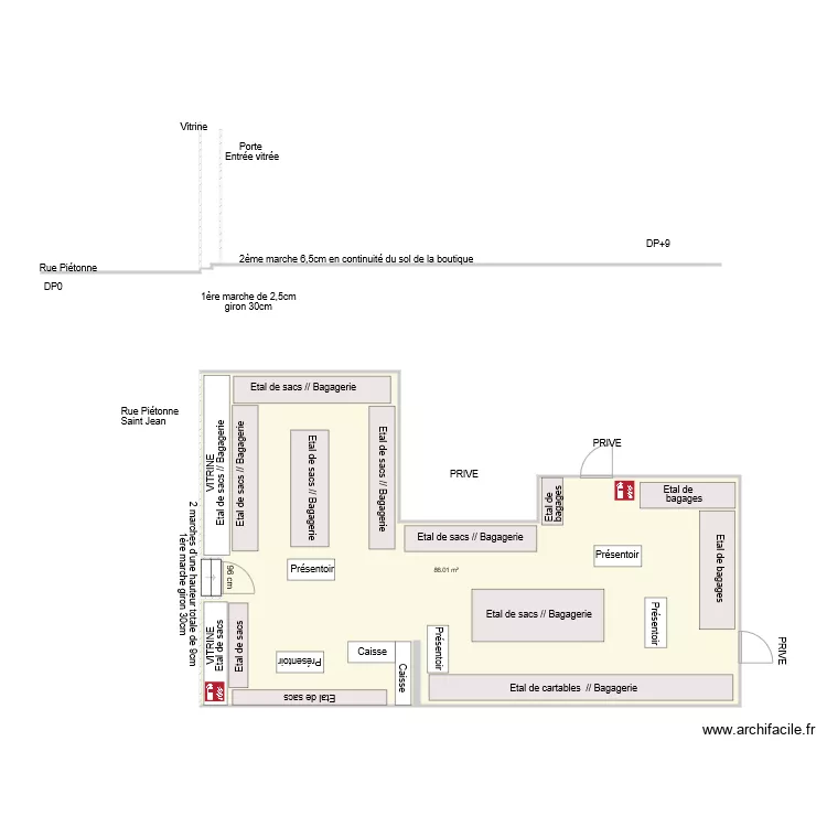 MAROQUINERIE ST JEAN AVANT TRAVAUX. Plan de 