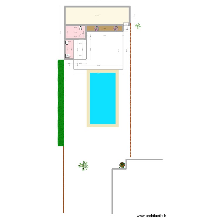 PISCINE. Plan de 4 pièces et 41 m2