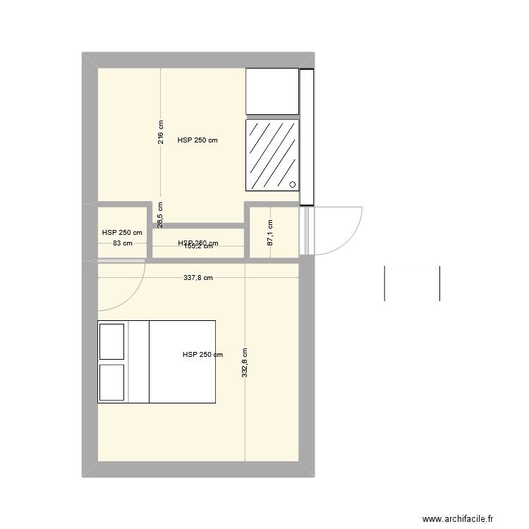 chambre1. Plan de 4 pièces et 22 m2