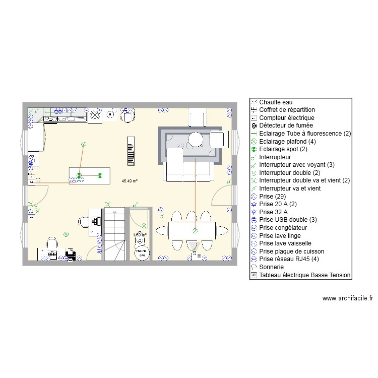 Romainville RDC avec Légende. Plan de 0 pièce et 0 m2