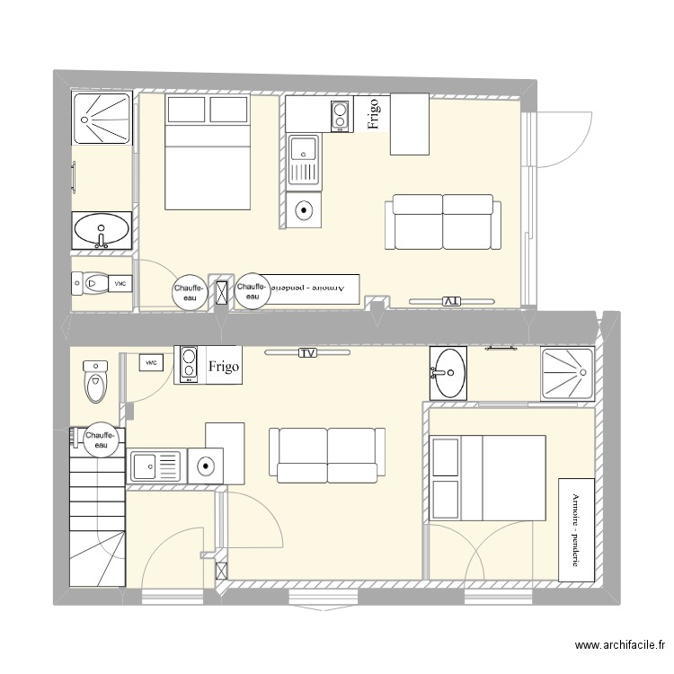 corneille RDC fin pdf. Plan de 8 pièces et 56 m2