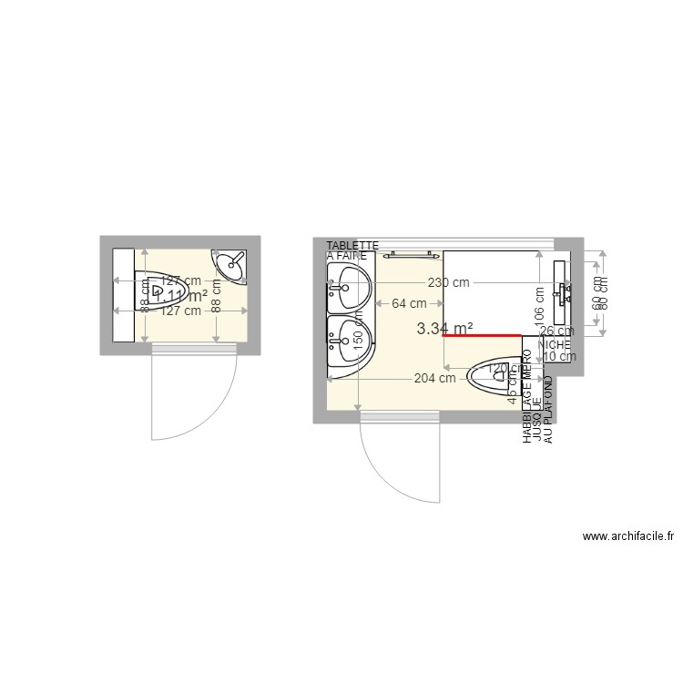 BODWING PLAN SDB  WC. Plan de 0 pièce et 0 m2