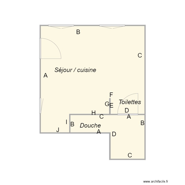 Croquis RAMBERT. Plan de 1 pièce et 18 m2