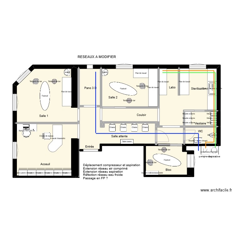 CABINET CREATION RESEAUX. Plan de 10 pièces et 77 m2