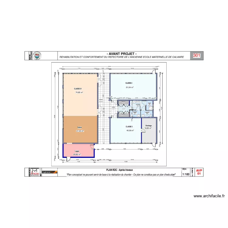 BAES Ex &eacute;cole Calvaire. Plan de 