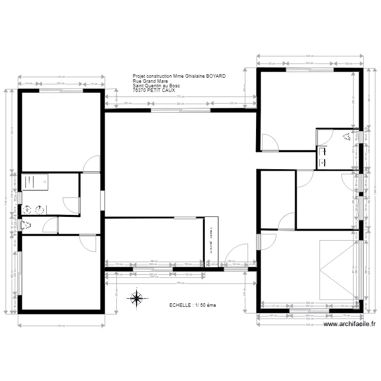 maison plan int&eacute;rieur pour implantation. Plan de 