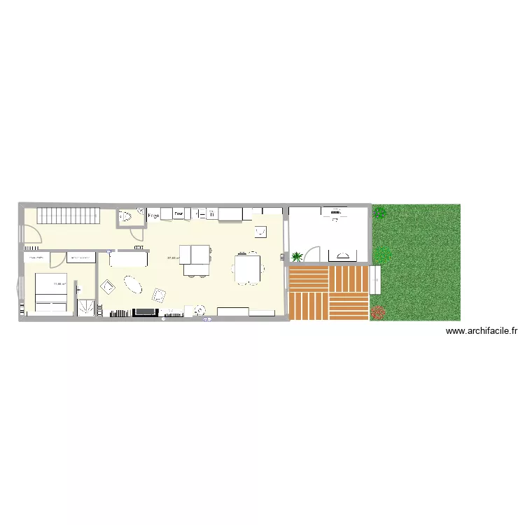 GRASSET. Plan de 2 pièces et 70 m²
