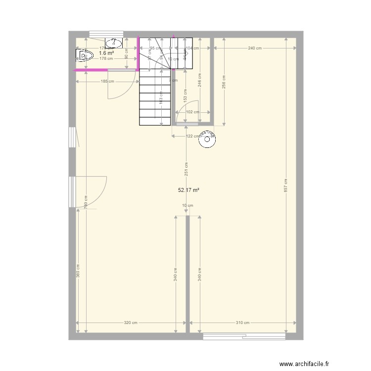 GAY. Plan de 3 pièces et 62 m2