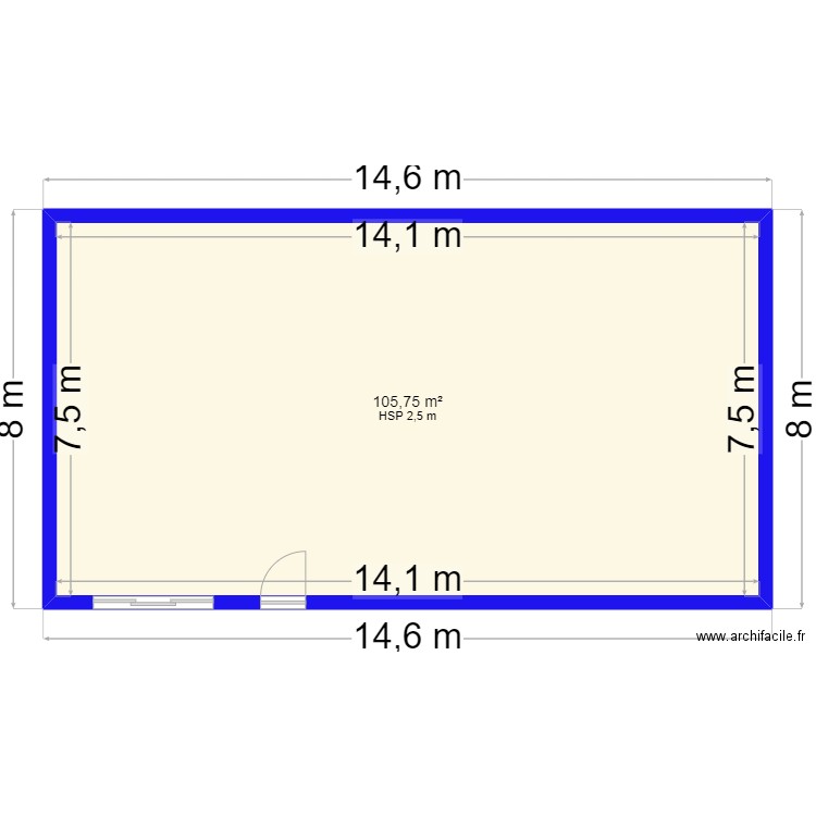 RDC MAISON. Plan de 1 pièce et 106 m2