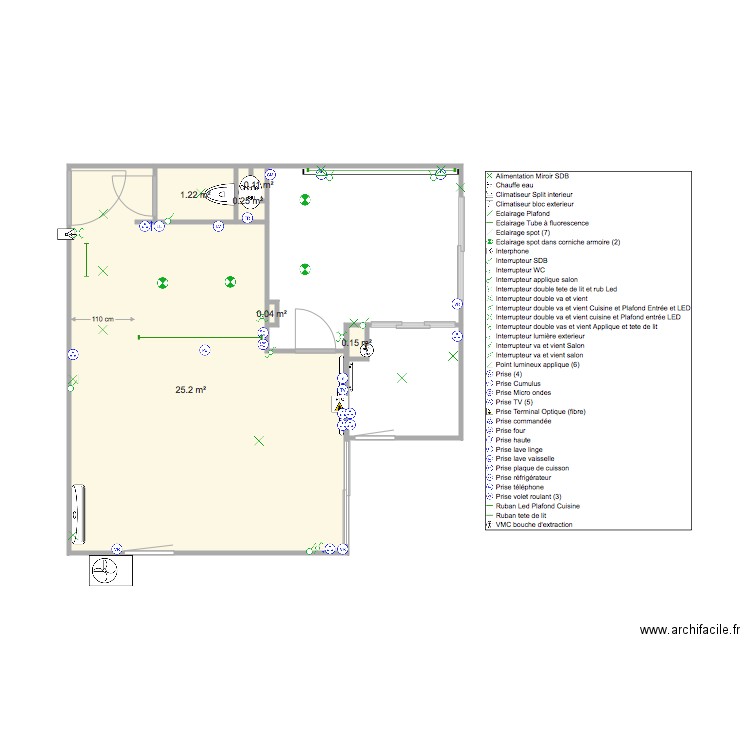 Nocca Appartement V3 plan électrique. Plan de 0 pièce et 0 m2