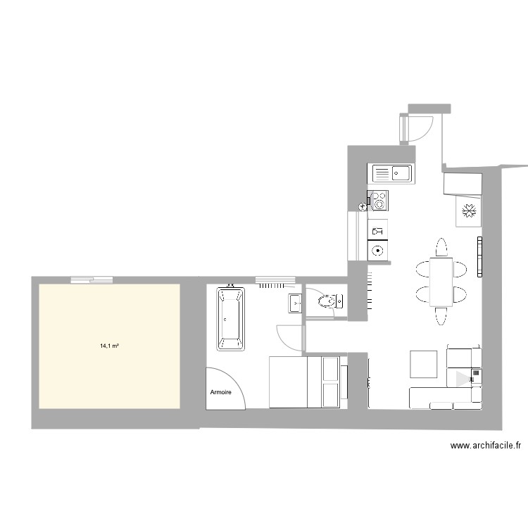 interieur essai 6. Plan de 1 pièce et 14 m2