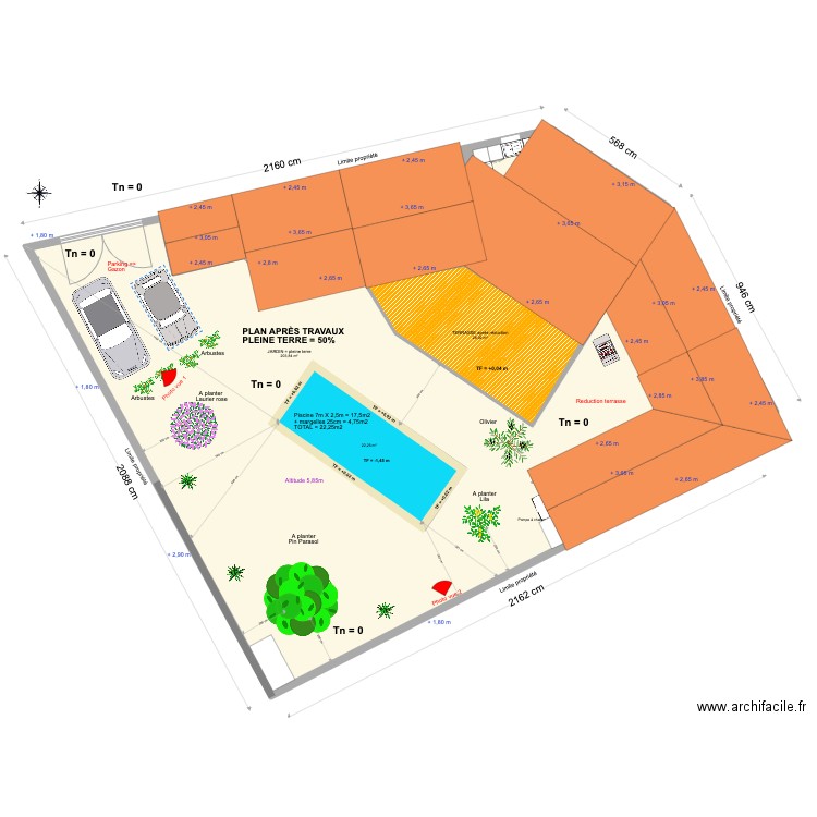 Bois plage travaux avec terrasse modifiée NEW. Plan de 20 pièces et 401 m2