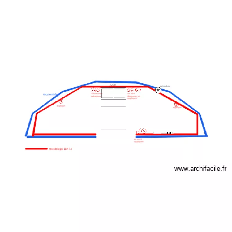 chambre studio. Plan de 