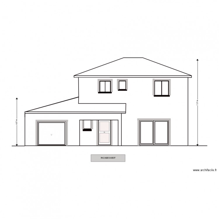 façade ouest. Plan de 0 pièce et 0 m2