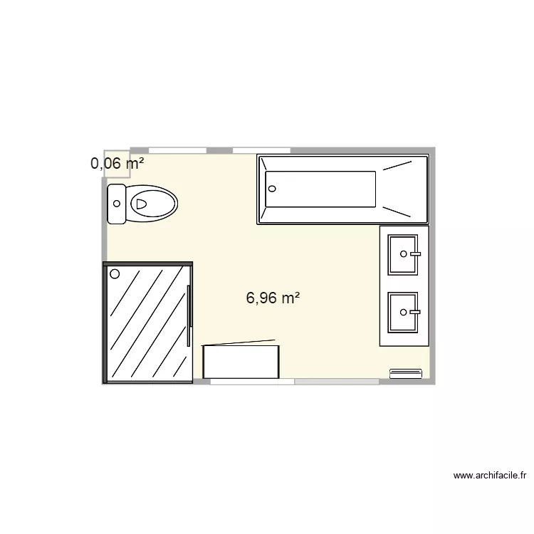 salle de bain 7m2. Plan de 