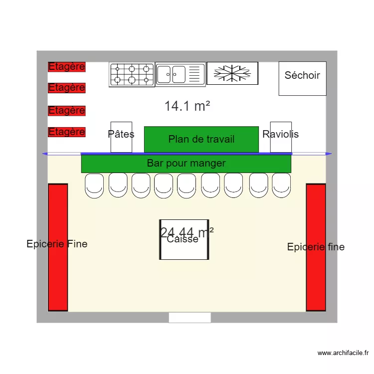 Bar à Pâtes. Plan de Bar à Pâtes. Plan de
