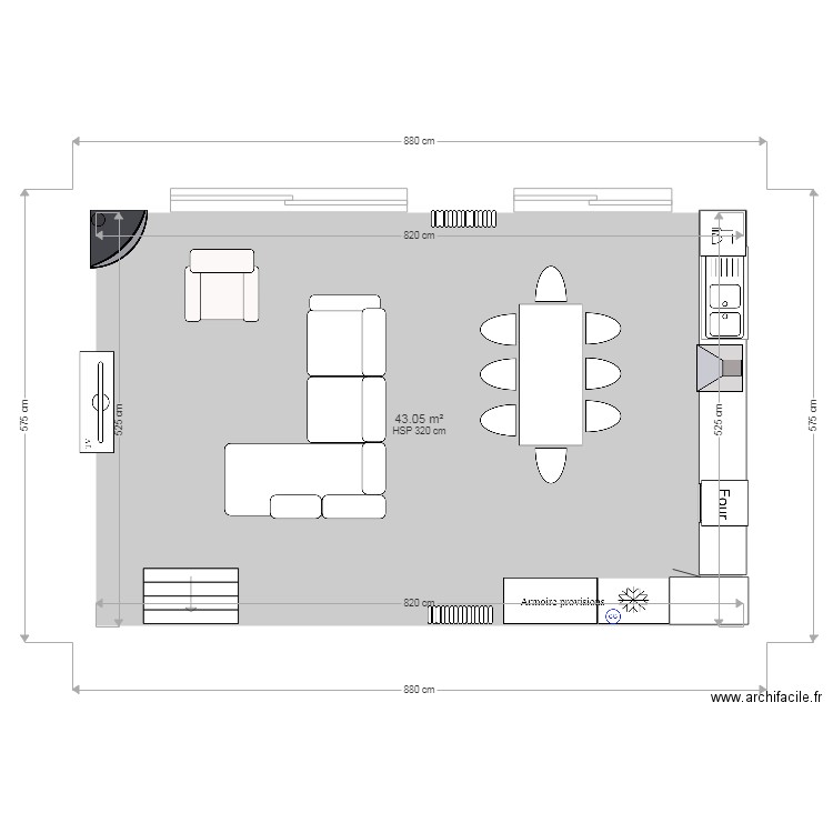 double sejour 2 baies 2022 1. Plan de 1 pièce et 43 m2