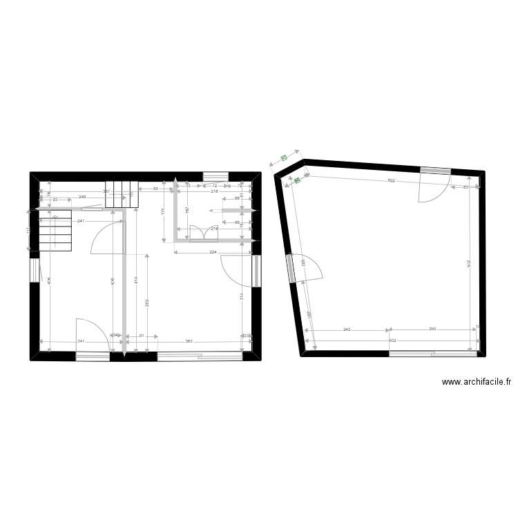 Plan 2D dépendance MONS. Plan de 4 pièces et 57 m2