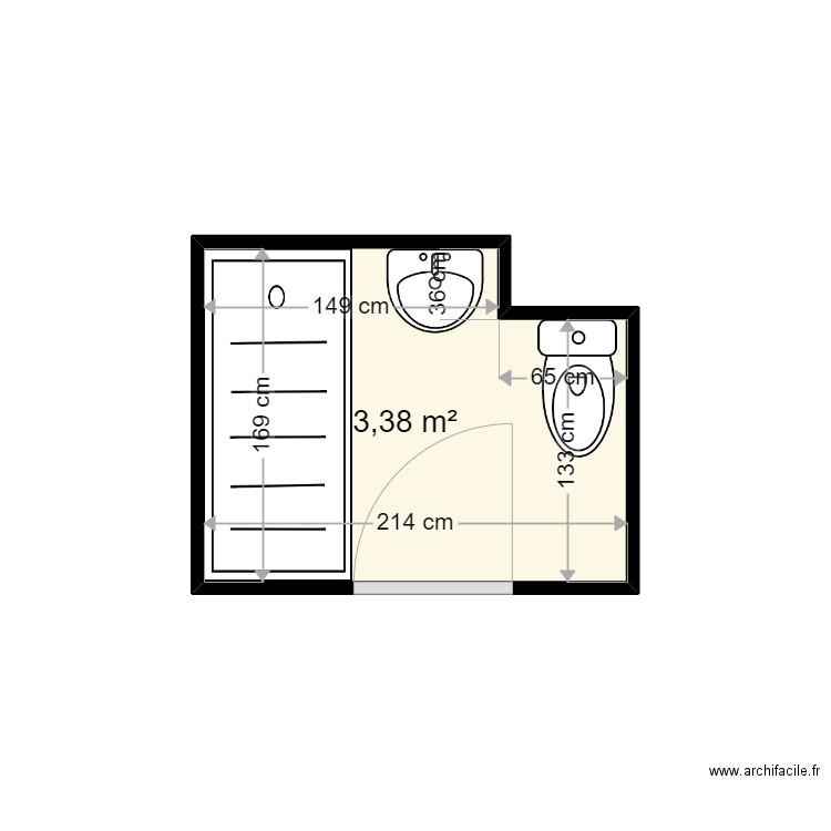 PECQUET YOLANDE . Plan de 1 pièce et 3 m2