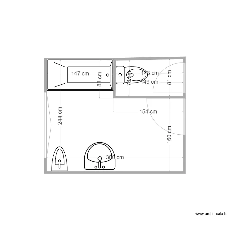 SALLE DE BAIN CLERIEUX. Plan de 