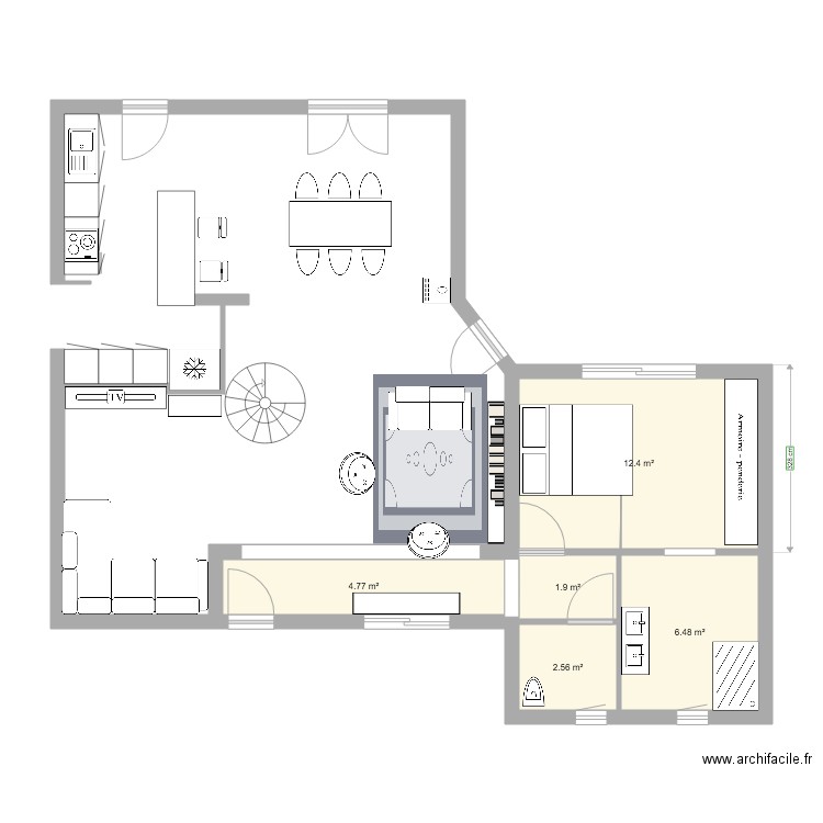 maison et extention. Plan de 0 pièce et 0 m2