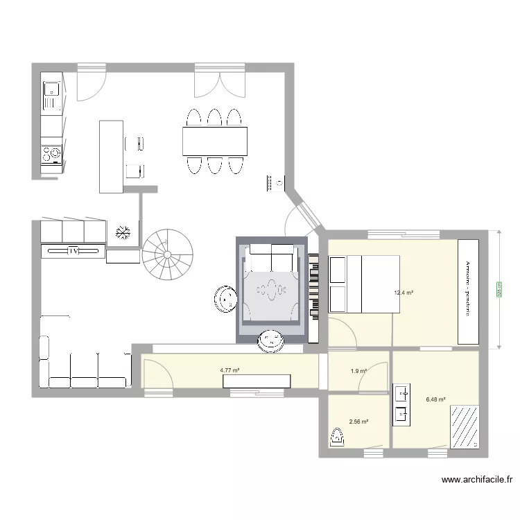 maison et extention. Plan de 