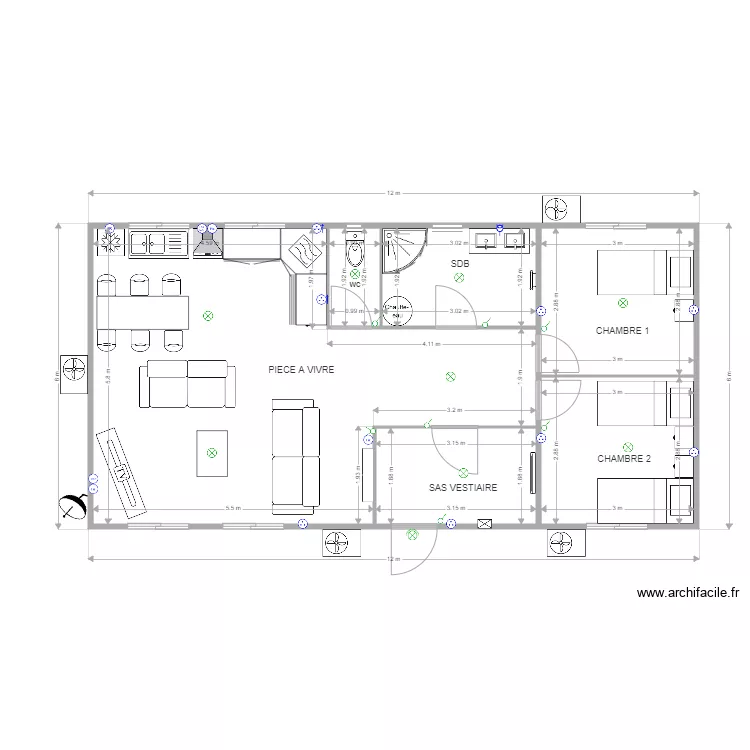 LOCAUX ANTIFER AVEC ELEC MODIFIIE. Plan de 