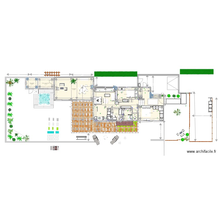 Plan Final avec terrasse et veranda . Plan de 0 pièce et 0 m2