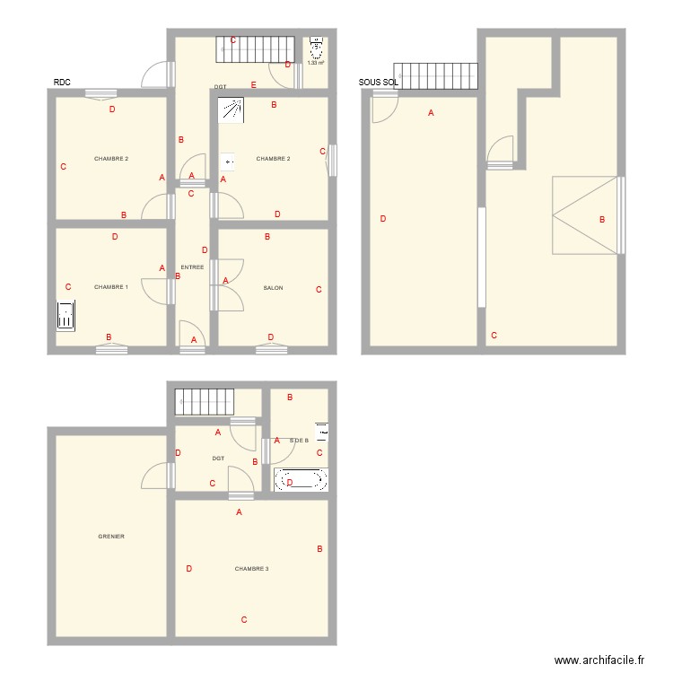 bernard azerable 2. Plan de 0 pièce et 0 m2
