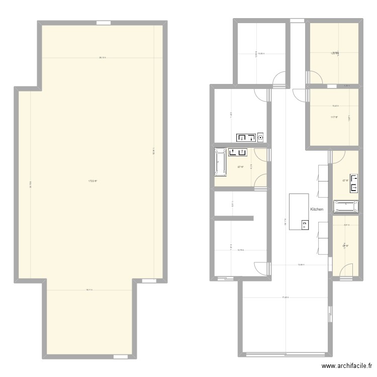 RDC_V1. Plan de 6 pièces et 203 m2