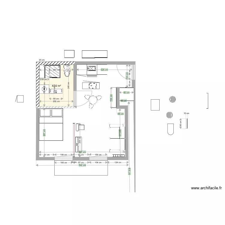 studio 3. Plan de 