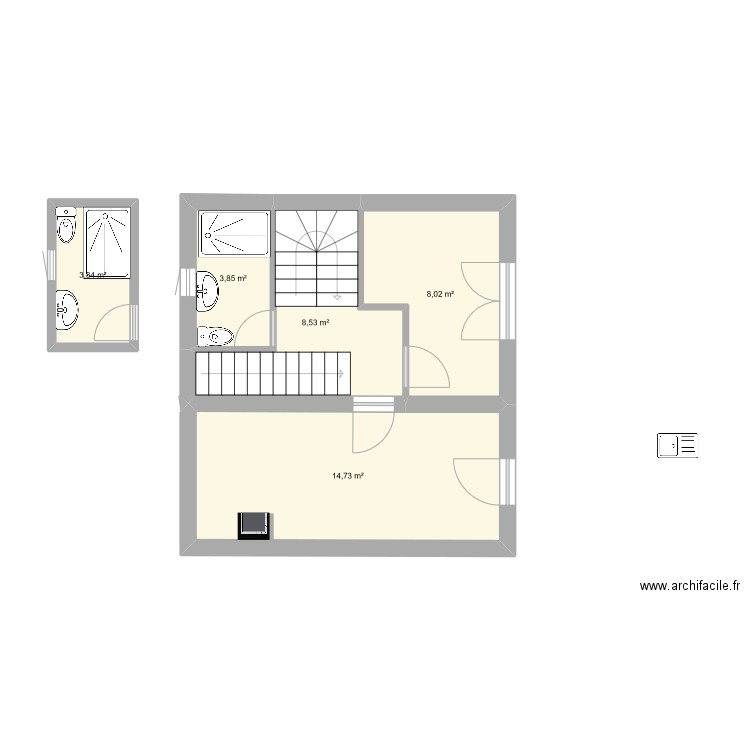 le verneil. Plan de 5 pièces et 39 m2