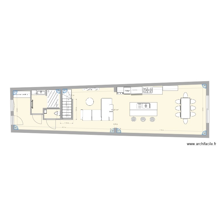 Cliquet16. Plan de 1 pièce et 64 m2