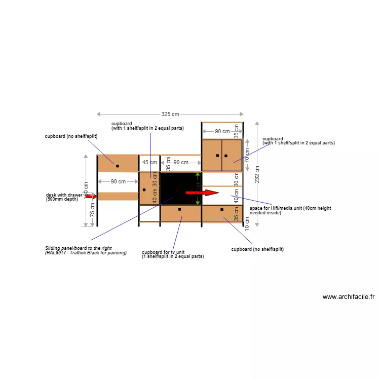 Bookcase6Frontview. Plan de 
