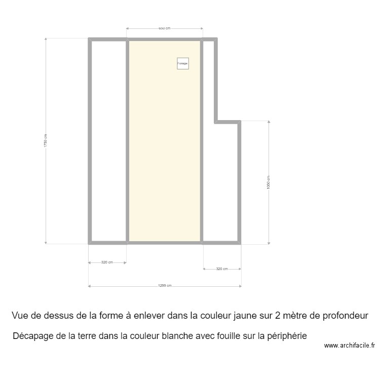 Plan pour térassier. Plan de 3 pièces et 192 m2