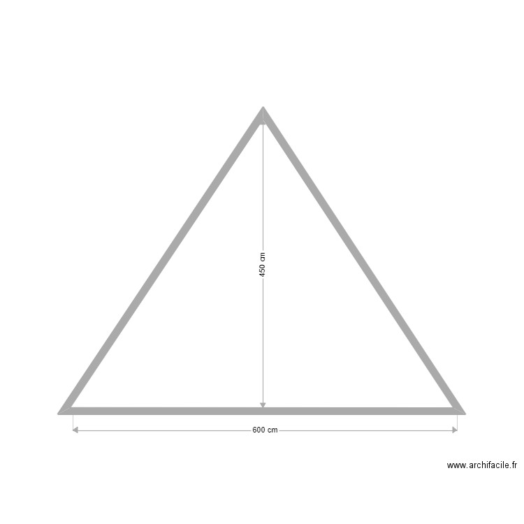 triangle. Plan de 1 pièce et 14 m2