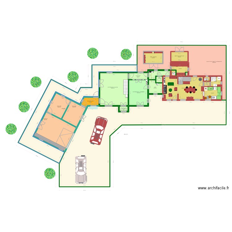 PLAN MASSE  EXTENSION ET GARAGE SANS MOBILIER 2. Plan de 0 pièce et 0 m2