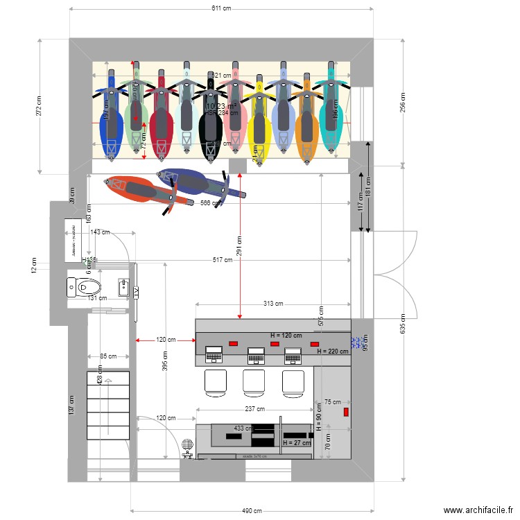 Abbes Saidi 4 plan Motos V140722. Plan de 1 pièce et 10 m2