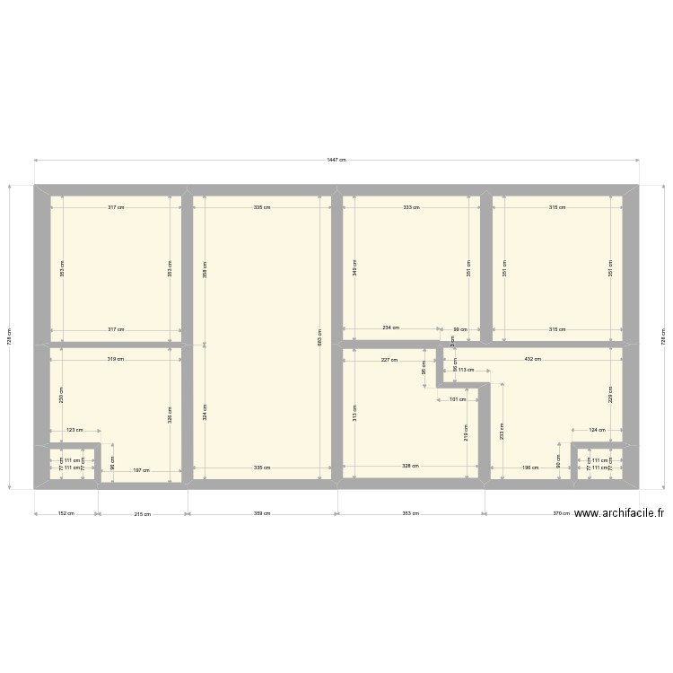 etage projet new. Plan de 9 pièces et 87 m2