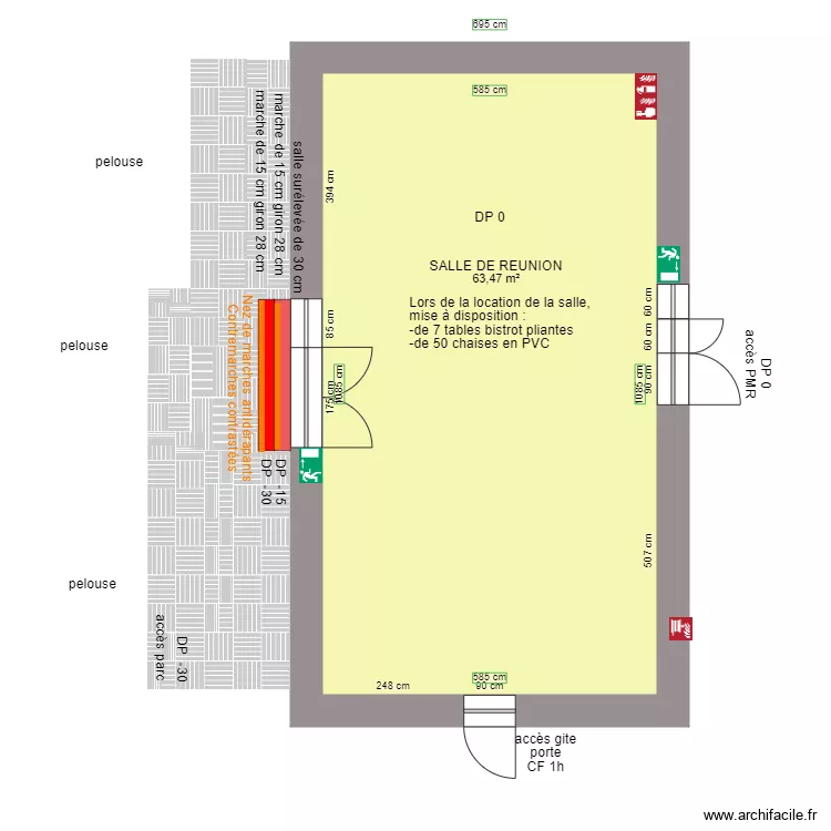 SALLE DE REUNION ACCES PRINCIPAL APRES AMENAGEMENTS. Plan de SALLE DE REUNION ACCES PRINCIPAL APRES AMENAGEMENTS. Plan de