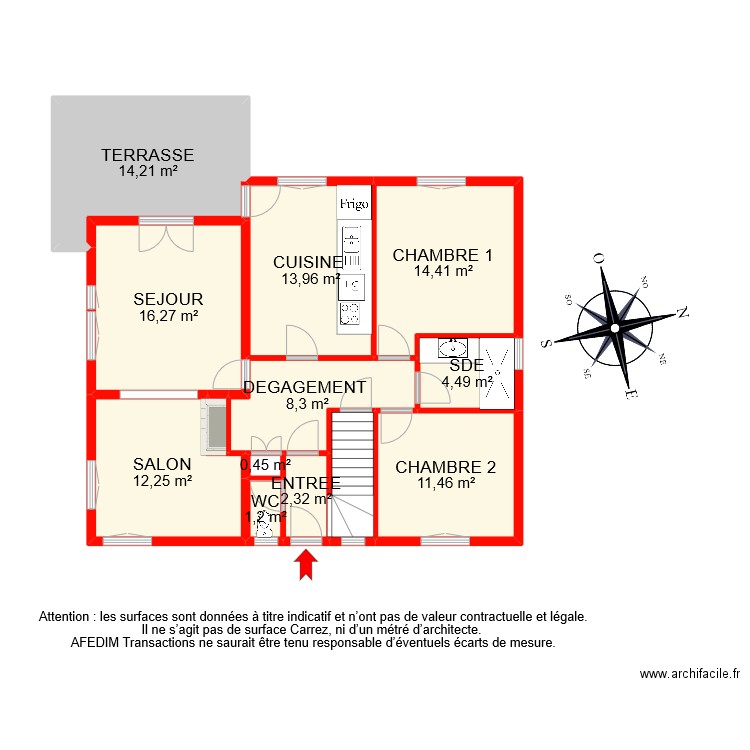 BI 8541 RDC . Plan de 13 pièces et 103 m2