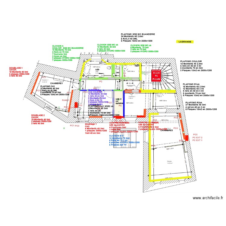 R1 PLACO FOIX. Plan de 1 pièce et 3 m2