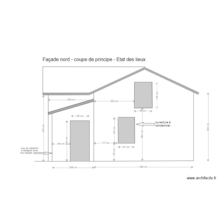 coupe façade nord après travaux. Plan de 0 pièce et 0 m2