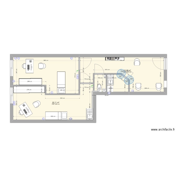 amenagement Brignais vie. Plan de 3 pièces et 54 m2