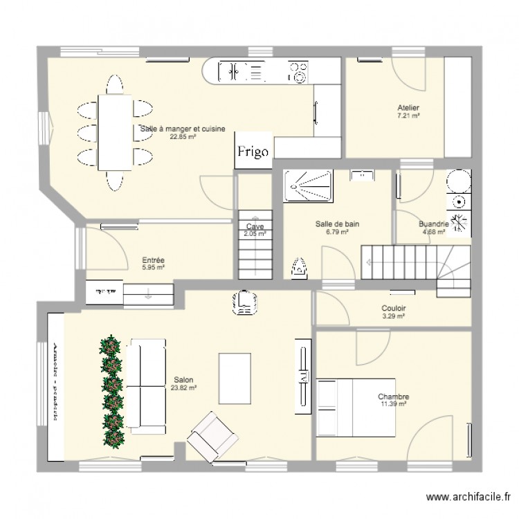 projet extension sans deplacement escalier p1. Plan de 0 pièce et 0 m2